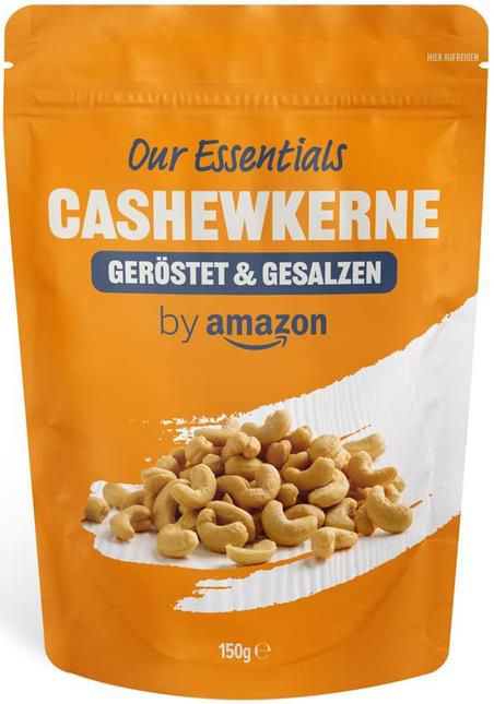 150g Amazon Essentials Cashewkerne geröstet & gesalzen ab 2,05€