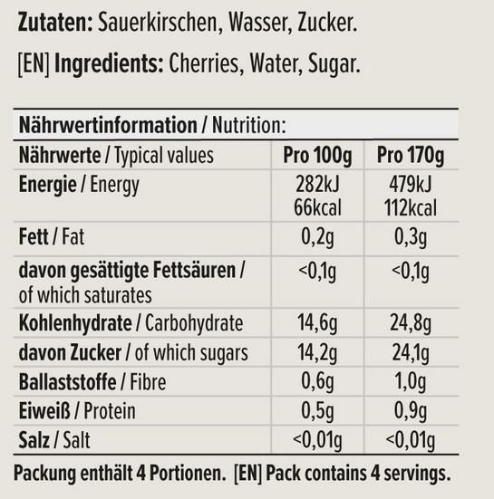 4x Amazon Essentials Sauerkirschen, entsteint und leicht gezuckert, 680g ab 4,41€ (statt 6€)   Prime Sparabo