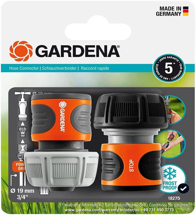 Gardena Schlauchverbinder Satz 19 mm, 3/4 Zoll für Schlauchanfang und  ende für 4,99€ (statt 13€)   Prime