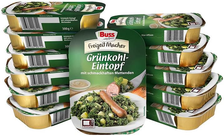 12er Pack Buss Grünkohl Eintopf mit Kartoffeln und Mettenden ab 11,61€ (statt 18€)   Prime Sparabo