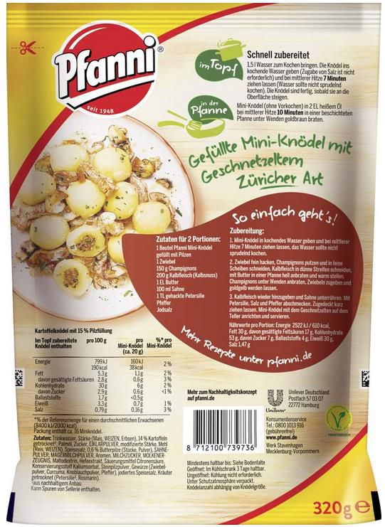 7x Pfanni Mini Knödel mit Pilzen, 320g ab 11,15€ (statt 17€)   Prime Sparabo