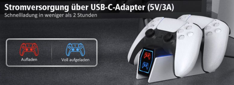 OIVO PS5 Controller Ladestation für 2 Controller inkl. Adapter für 12€ (statt 20€)   Prime