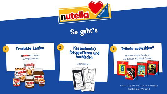 Mit dem Kauf von Nutella Ravensburger Spiele gratis abstauben