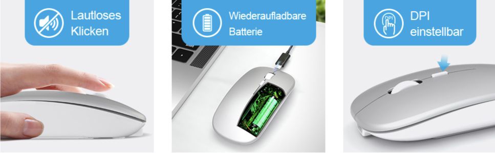 Inphic PM1BS Maus mit Bluetooth & 2,4G für bis zu 3 Geräte gleichzeitig für 8,57€ (statt 16€)
