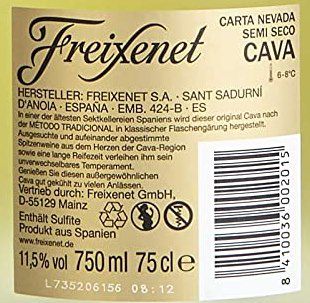 6x Freixenet Cava Carta Nevada Medium Dry Sekt (je 0,75 l) für 18,60€ (statt 36€)   Prime Sparabo