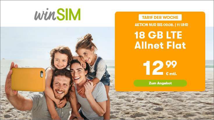 winSIM: o2 Allnet Flat mit 18GB für 12,99€   nur 1 Monat Laufzeit