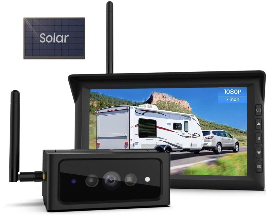 AUTO VOX Solar4   Kabellose 1080p Rückfahrkamera mit 7 Zoll LCD & Solarpanel für 184,99€ (statt 260€)