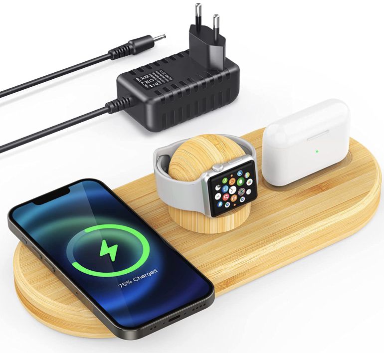 50% Rabatt auf Alltripal Qi Ladestation für iPhone, Apple Watch & AirPods inkl. Adapter z.B. 3in1 für 19,99€ (statt 40€)