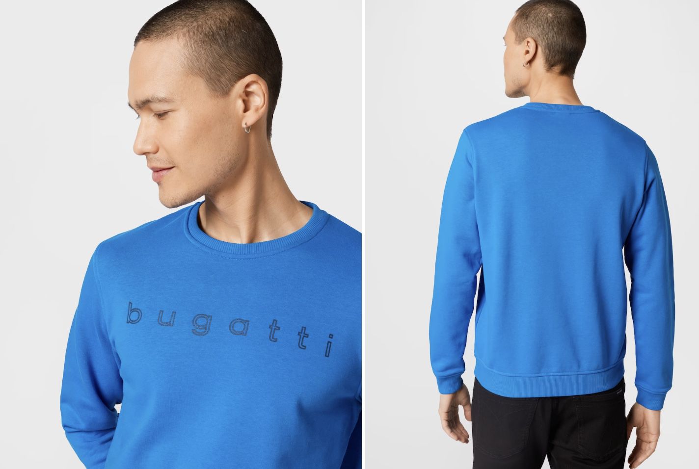 bugatti Rundhalspullover aus Organic Cotton in Blau für 13,96€ (statt 70€)   nur L, XL