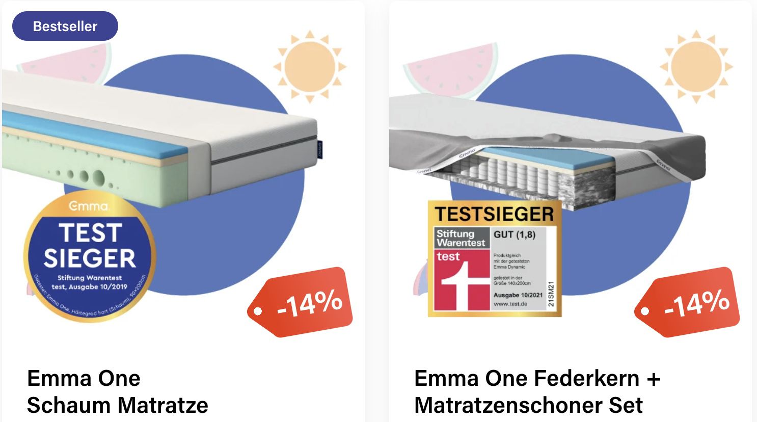 Emma Summer Sale bis 30% Rabatt + Gutscheine   z.B. Emma 25 Boxspringbett 200 x 200cm für 1.456,77€ (statt 1.899€)