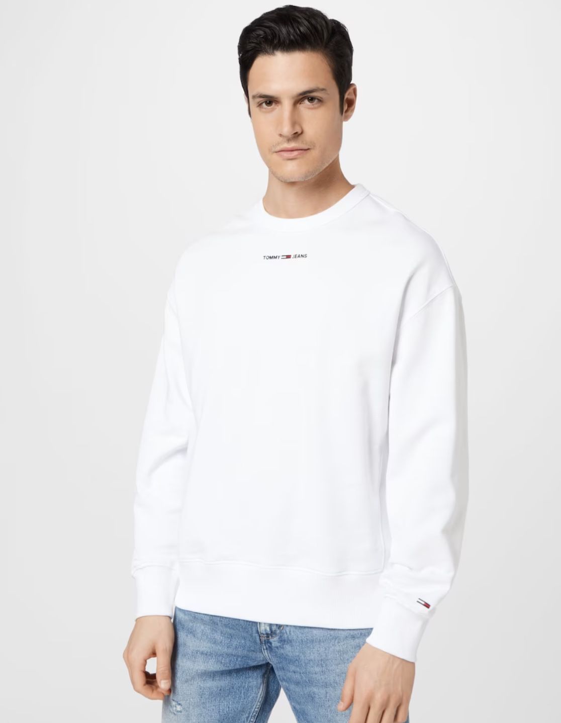 Tommy Jeans Herren Sweatshirt TJM Tiny Tommy Crew in Weiß für 23,94€ (statt 56€)