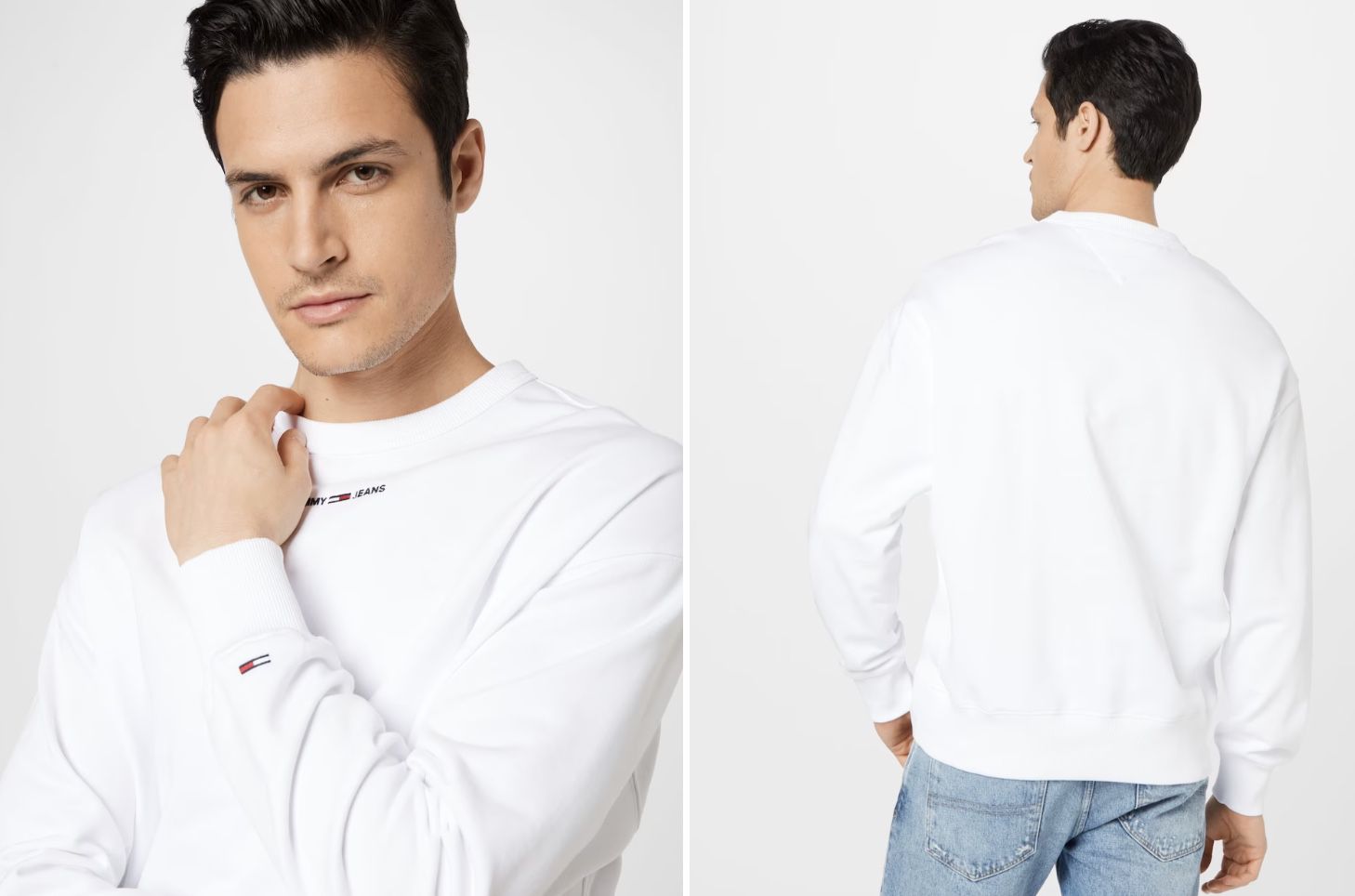 Tommy Jeans Herren Sweatshirt TJM Tiny Tommy Crew in Weiß für 23,94€ (statt 56€)