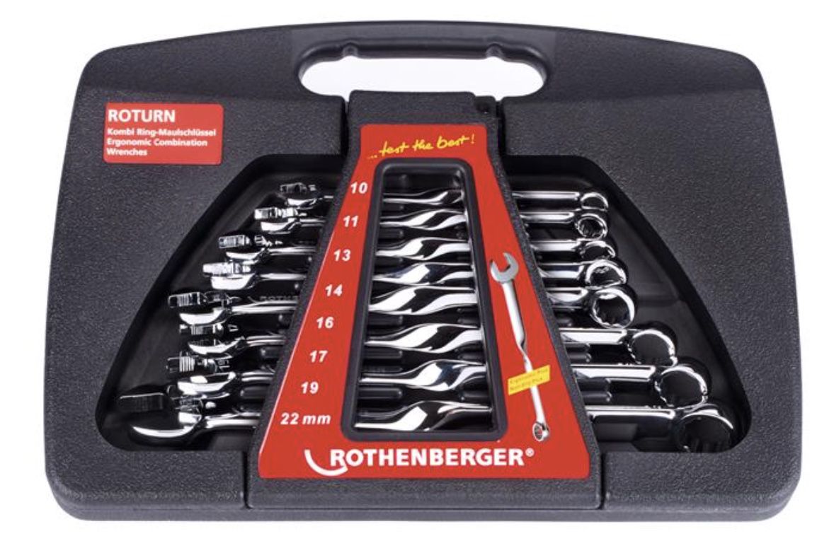 Rothenberger Roturn Ringschlüssel / Maulschlüssel Set 10 22 flach Sechskant für 15,90€ (statt 30€)