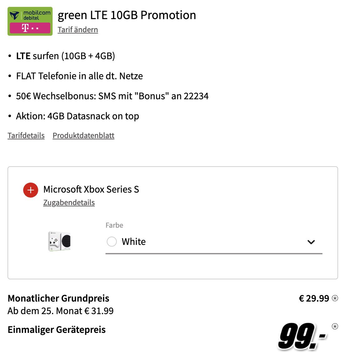 Samsung Galaxy S22 5G Enterprise Edition + Xbox Series S für 99€ + Telekom Allnet Flat mit 14GB LTE für 29,99€ mtl.