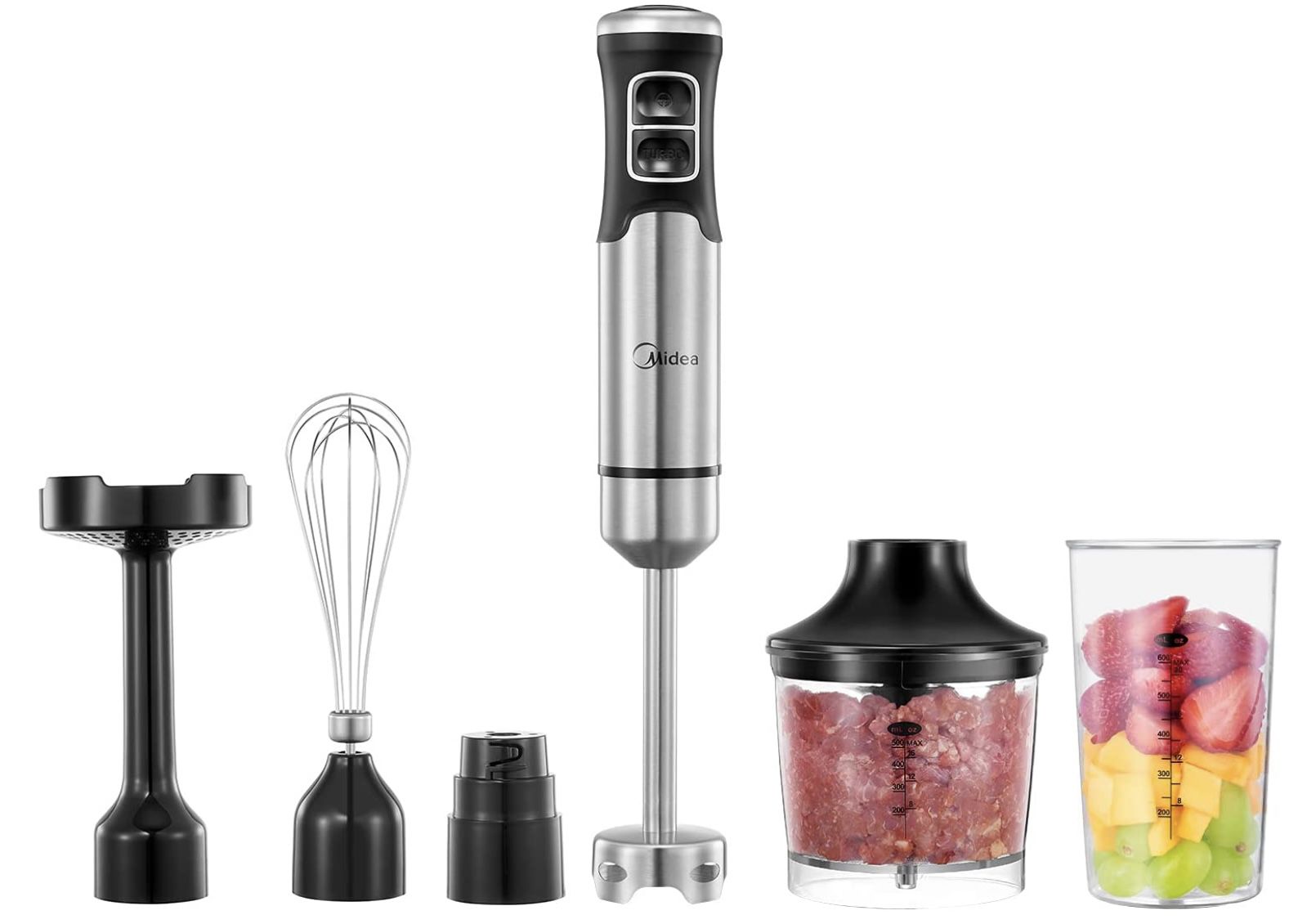 Midea MJ BH1001W 5 IN 1 Edelstahl Stabmixer Set mit 1000 Watt für 33,40€ (statt 52€)