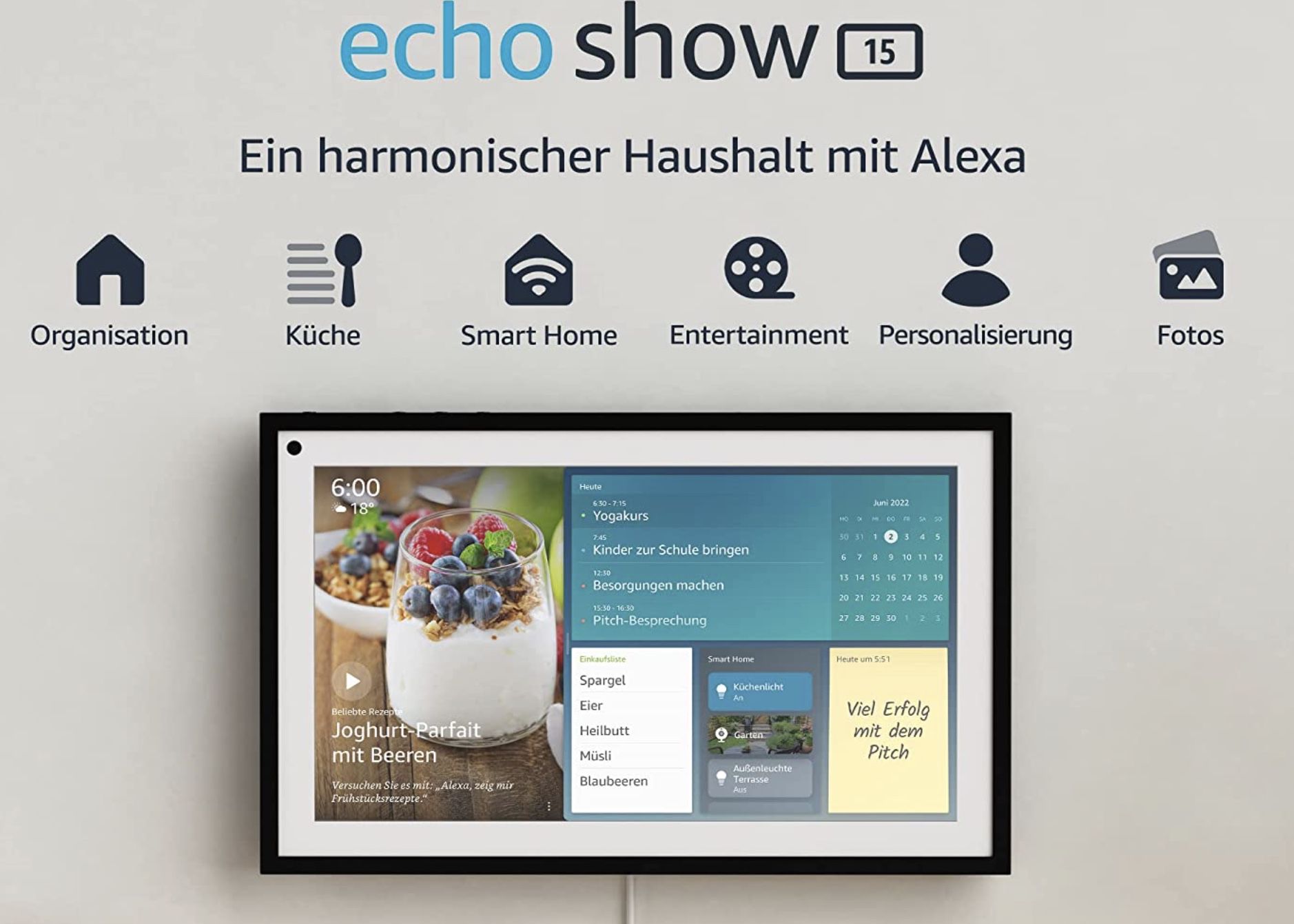 Echo Show 15   15,6 Zoll Smart Display in Full HD mit Alexa für 219,99€ (statt 260€)