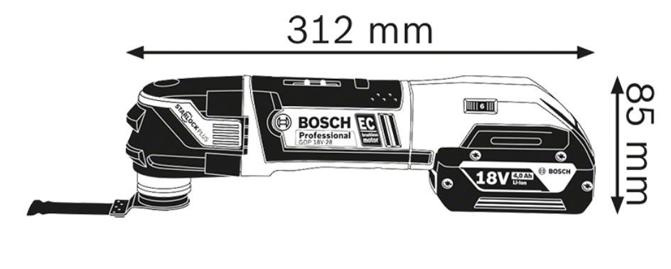Bosch Professional Akku Multi Cutter GOP 18V 28 (inkl. 1x5.0 Ah Akku, Ladegerät GAL 18V 40, 4x Sägeblätter, in L BOXX 136) für 256,75€ (statt 337€)