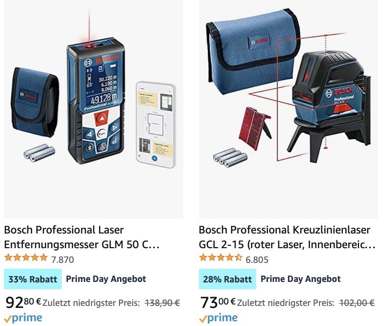 Amazon Prime Day: Bosch Professional Elektrowerkzeuge und Messtechnik