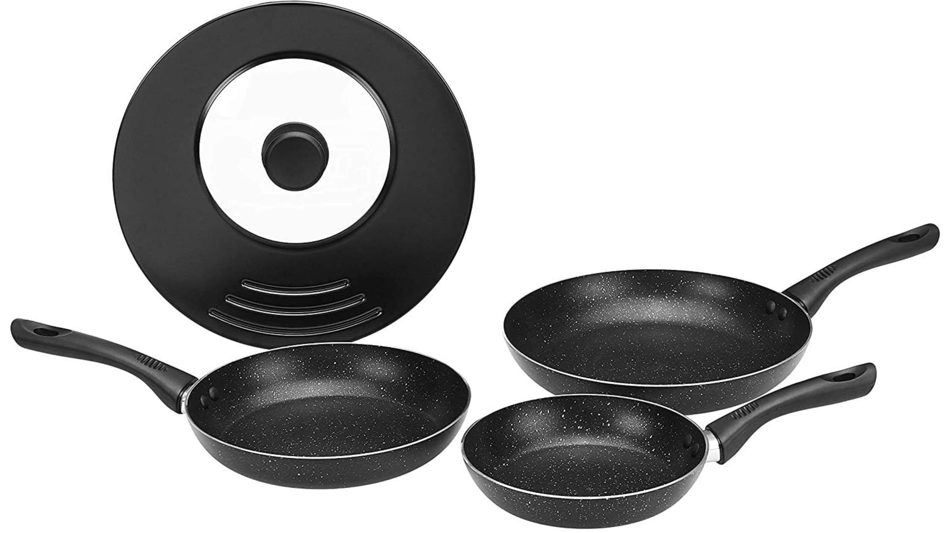 Amazon Basics 4 teiliges Bratpfannen Set (20/24/28 cm) für Induktion für 31,81€ (statt 54€)