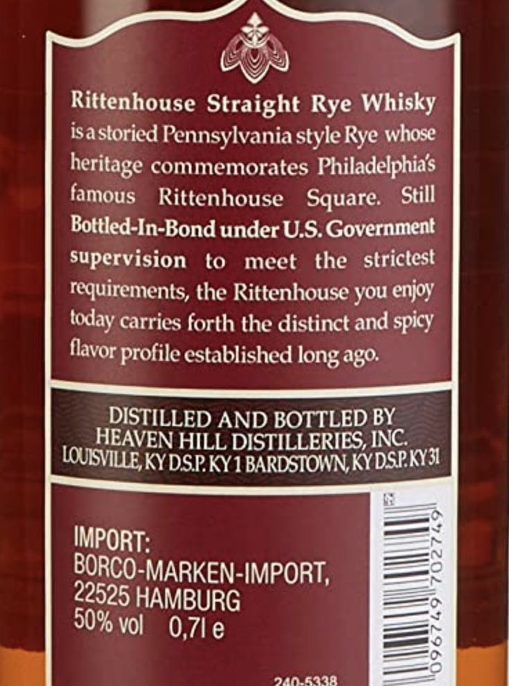 Rittenhouse Straight Rye Whisky 100 Proof Bottled in Bond ab 28,21€ (statt 38€)