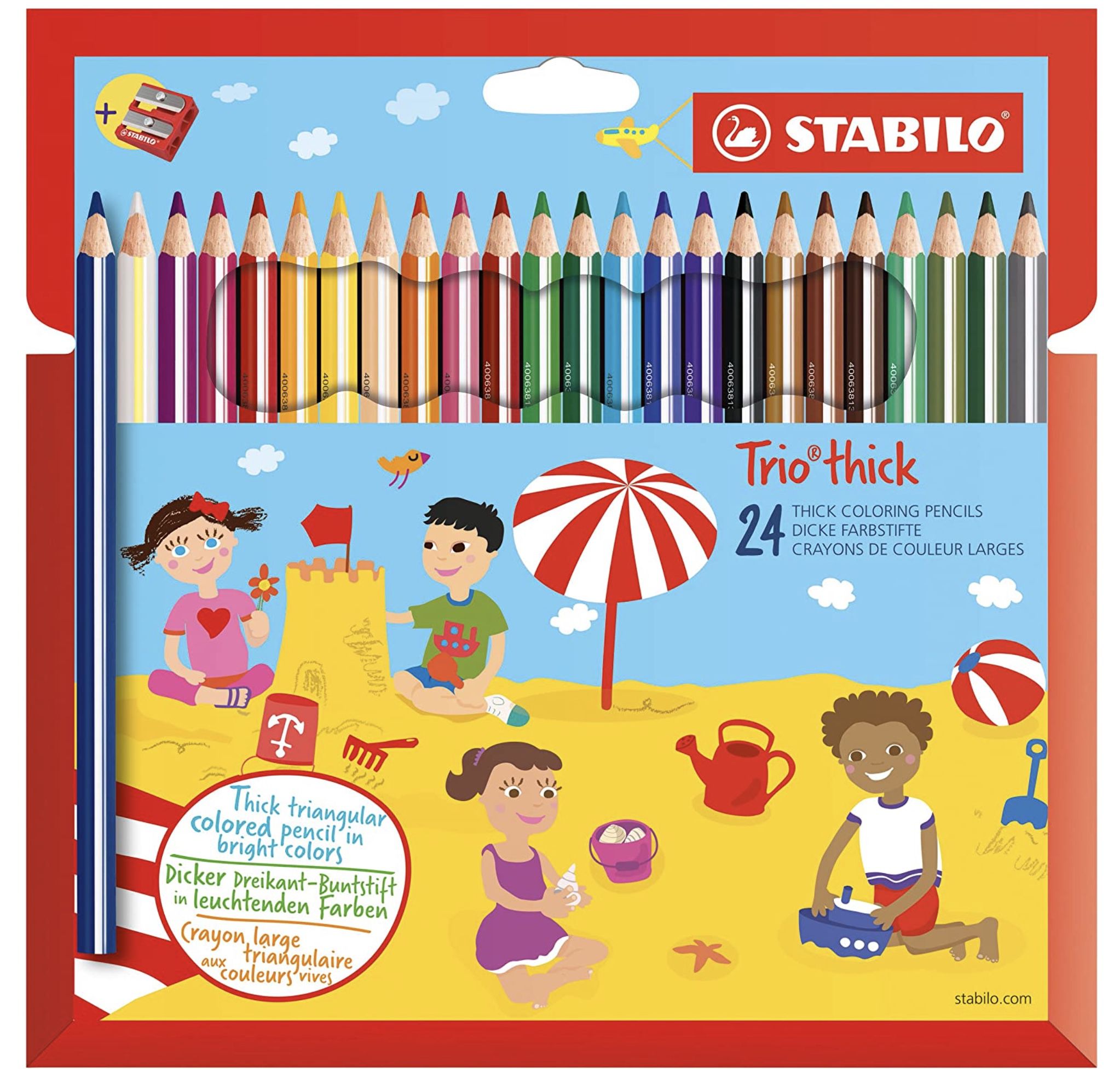 24er Pack STABILO Trio dick Dreikant Buntstift für 10,28€ (statt 14€)