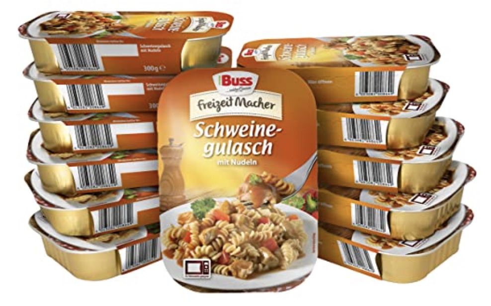 12x 300g Buss Freizeitmacher Gulasch vom Schwein mit Paprika und Nudeln für 16,09€ (statt 24€)