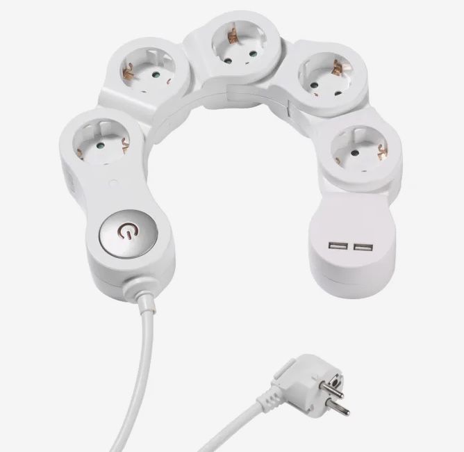 VIVANCO 5 fach Steckdosenleiste flexibel inkl. 2 USB A Ports für 11,99€ (statt 28€)