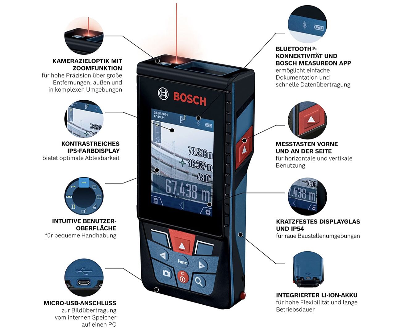 Bosch Professional Laser Entfernungsmesser GLM 150 27 C mit integrierter Kamera für 239,75€ (statt 265€)