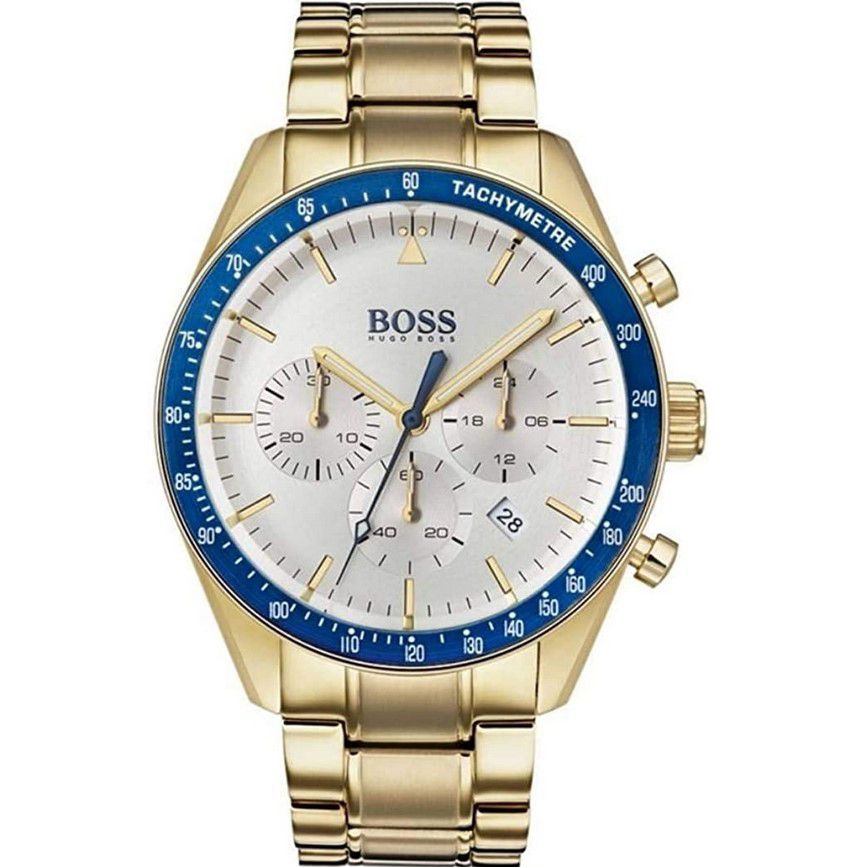 Hugo Boss Trophy 44mm Herren Chronograph Paqué or Armband für 235,60€ (statt 325€)