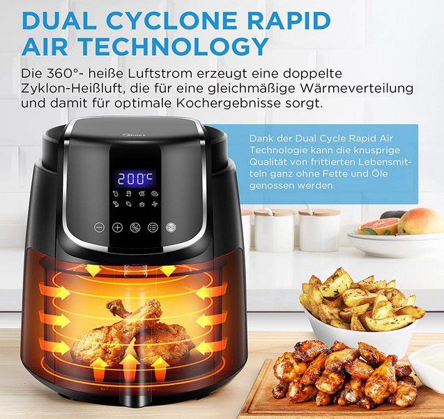 🍟 Midea MF CN35C2   1.500 Watt Air Fryer für 43,75€ (statt 60€)
