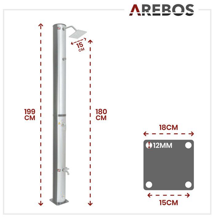 AREBOS  37l Solardusche mit Zubehör für 109€ (statt 120€)