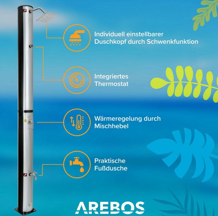 AREBOS  37l Solardusche mit Zubehör für 109€ (statt 120€)