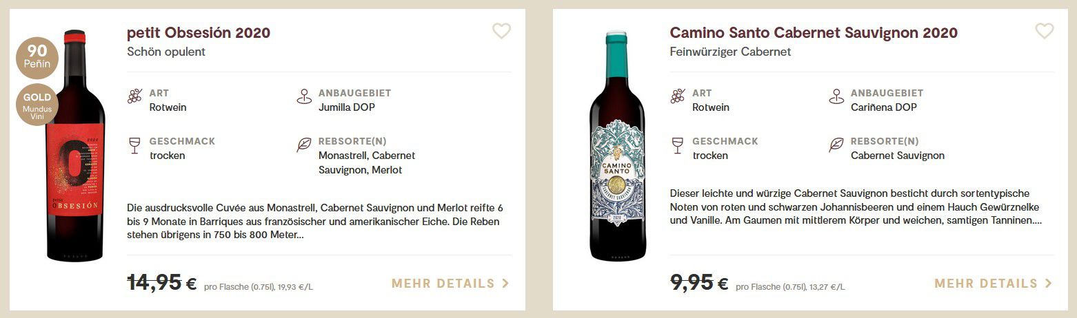 Rotwein Genießer Paket 6 Flaschen spanischer Rotwein für 42,89€ (statt 53€)
