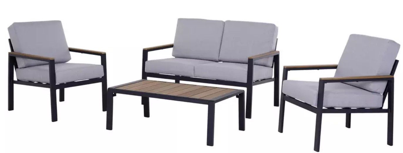 Loungegarnitur Jannika Bank + Stühle + Tisch inkl. Kissen ab 411,22€ (statt 699€)