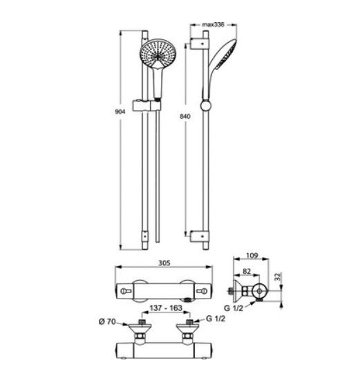 Ideal Standard Duschsystem + Ceratherm 60 Thermostat für 105,90€ (statt 160€)