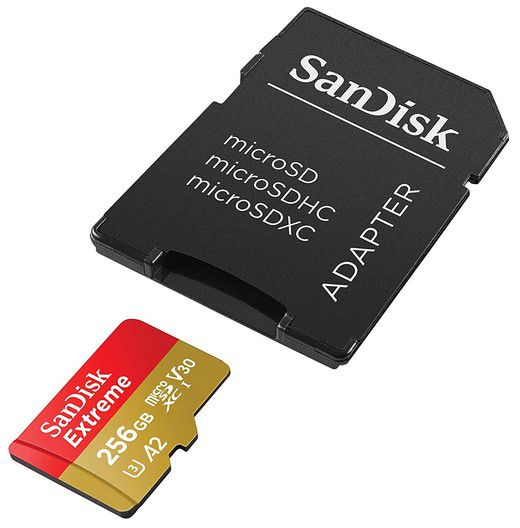 SANDISK Extreme Plus 256GB Micro SDXC A2 Speicherkarte für 22,49€ (statt 30€)