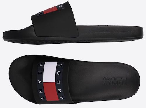 Tommy Jeans Mens Flag Pool Slide Pantoletten in Schwarz für 14,95€ (statt 31€)