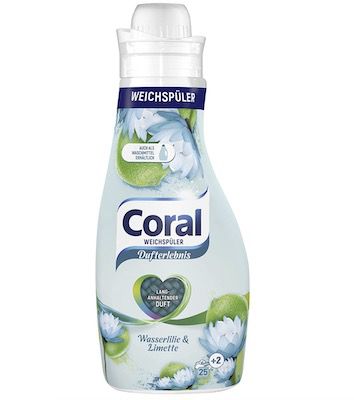 4x Coral Dufterlebnis Weichspüler Wasserlilie & Limette 25 + 2 WL ab 5,44€ (statt 7€)   Prime Sparabo