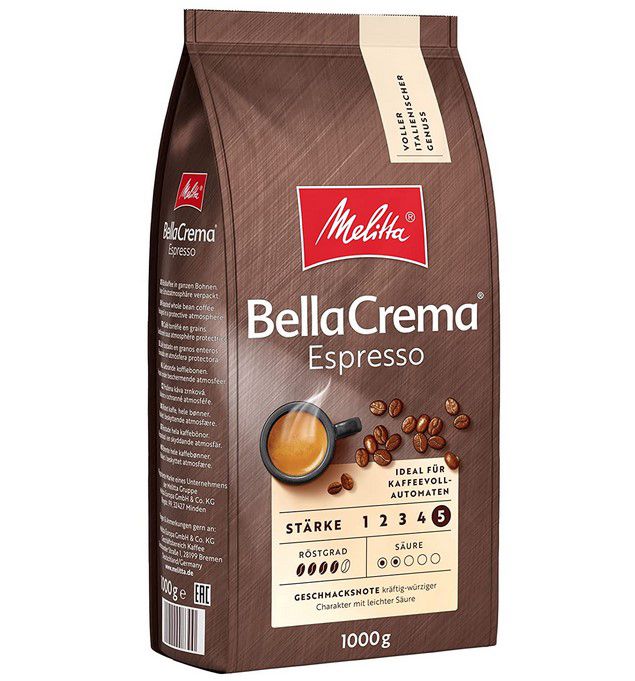 1kg Melitta Ganze Kaffeebohnen Bella Crema Espresso für 9,99€ (statt 14€)