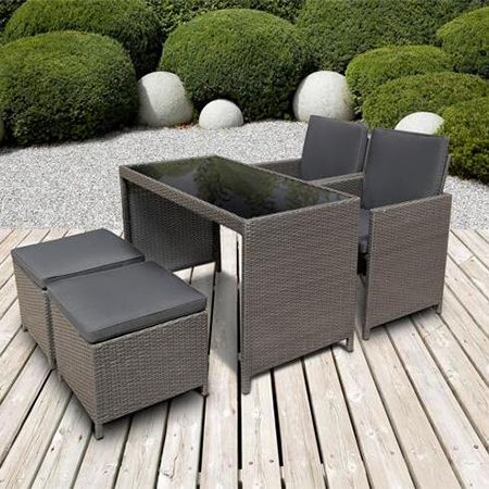 toom Gartenmöbel-Set mit Kunststoffrattan anthrazit/grau, 5-teilig ab 299,99€ (statt 379€)