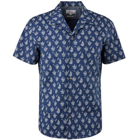 s.Oliver Kurzarmhemd in Blau mit Muster für 22,39€ (statt 27€)