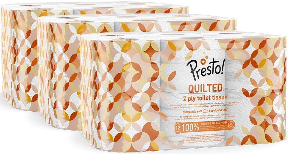 Presto! 2 lagiges gestepptes Toilettenpapier   36 Rollen à 210 Blätter ab 8,01€ (statt 11€)