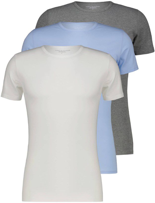 3er Pack Tommy Hilfiger Herren T Shirts in Weiß/Hellblau/Grau für 27,45€ (statt 38€) M & L