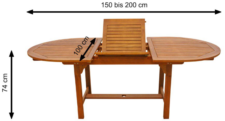 Indoba ausziehbarer ovaler Gartentisch Sun Shine aus Eukalyptus für 246,76€ (statt 286€)