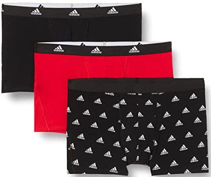 3er Adidas Herren Trunk Boxershorts in Schwarz/Rot ab 24,26€ (statt 30€) M bist XXL