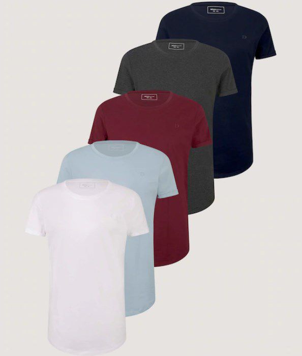 7er Pack Tom Tailor Basics Shirts mit mehreren Farben ab 49,98€ (statt 80€)