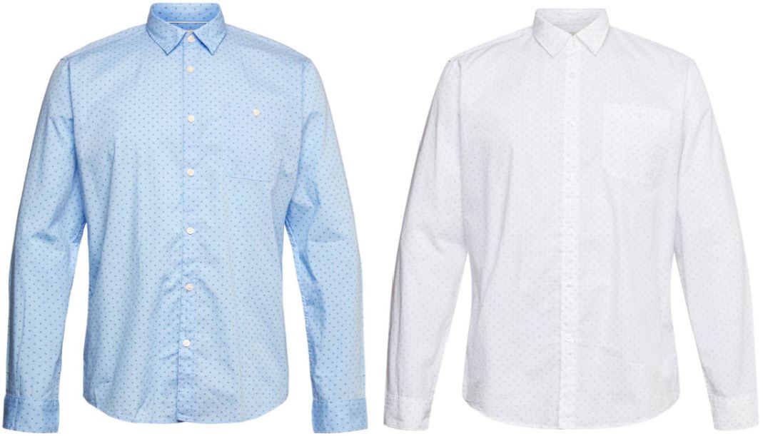 Esprit Hemd in Schwarz, Weiß oder Navy mit Muster   100% Baumwolle für 31,99€ (statt 40€)