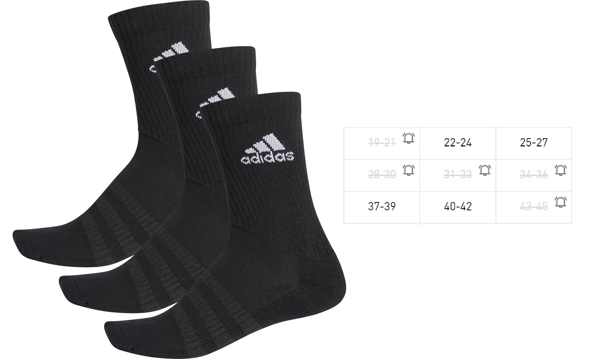 3er Adidas Cushioned lange oder kurze Socken in Schwarz ab 4,8€ (statt 9€)   kleine Größen