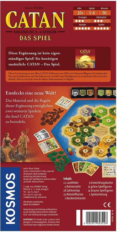 Kosmos 693428 Catan   Ergänzung für 5 6 Spieler, neue Edition für 7,59€ (statt 11€)   Prime