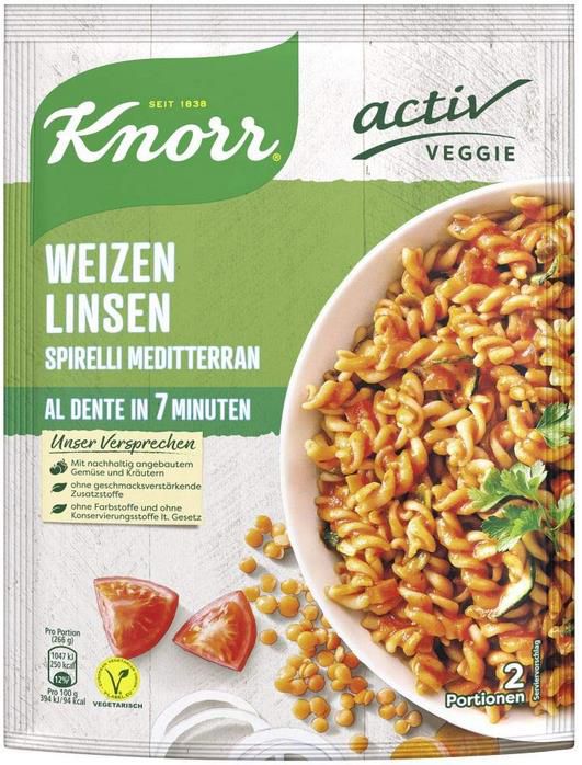 4x Knorr Activ Veggie Weizen Linsen Spirelli Mediterran, 143g ab 4,16€ (statt 6€)   Prime Sparabo